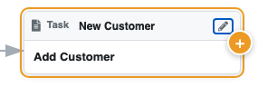 Shows a workflow item with a + icon
